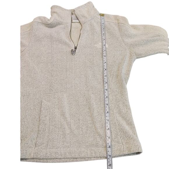 The North Face 1/4 Zip Jacket Mock Neck Embroidered Logo Knit Cream Womens XS - Picture 6 of 6